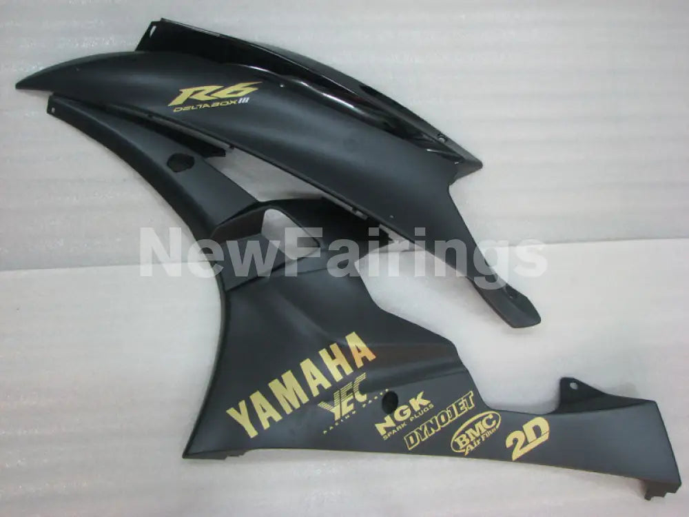 Black and Matte Black with Gold Stickers Factory Style - YZF-R6 06-07 Fairing Kit Vehicles & Parts > Vehicle Parts &