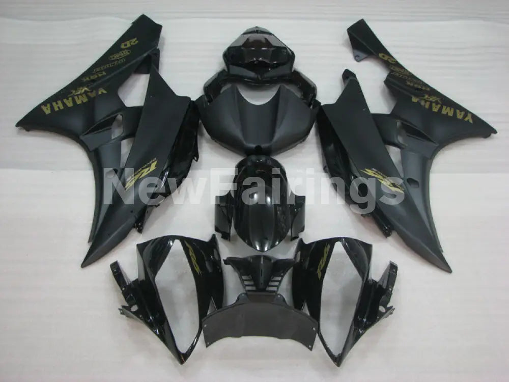 Black and Matte Black with Gold Stickers Factory Style - YZF-R6 06-07 Fairing Kit Vehicles & Parts > Vehicle Parts &