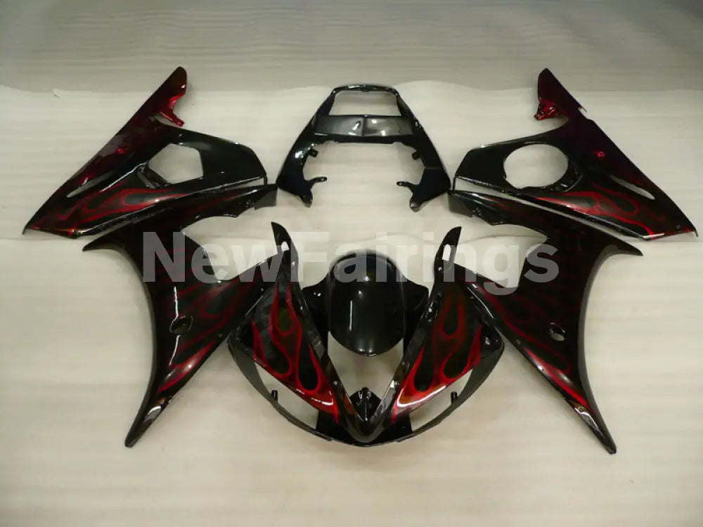 Black and Red Flame Without Decals - YZF-R6 03-04 Fairing Kit Vehicles & Parts > Vehicle Parts & Accessories > Motor