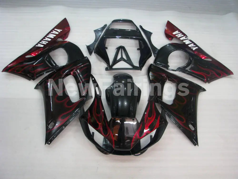 Black and Red Flame - YZF-R6 98-02 Fairing Kit Vehicles & Parts > Vehicle Parts & Accessories > Motor Vehicle Parts >