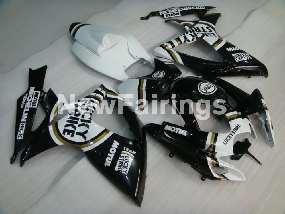 Black and White Lucky Strike - GSX-R600 06-07 Fairing Kit -