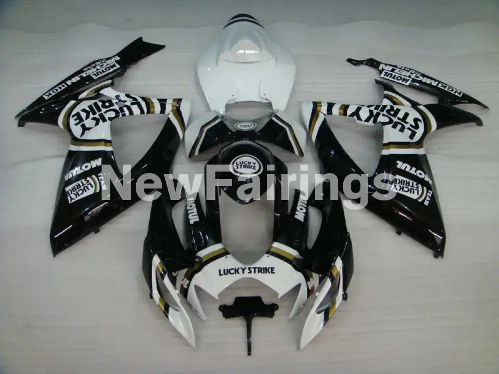 Black and White Lucky Strike - GSX-R600 06-07 Fairing Kit -