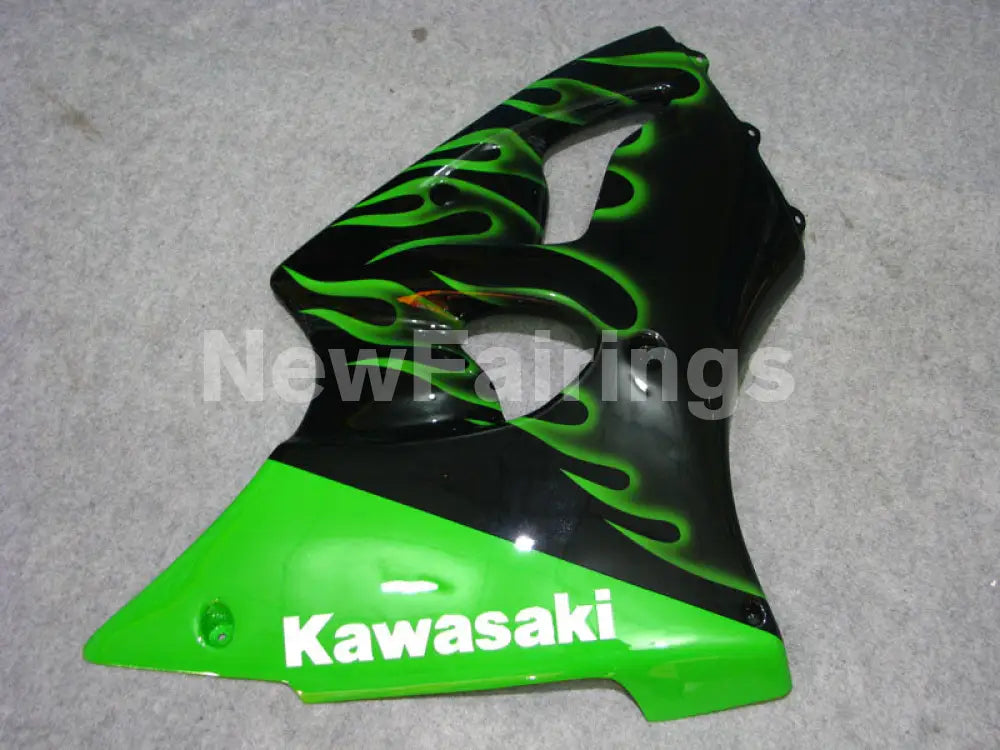Black and Green Flame NINJA ZX 6R 00 02 Fairing Kit