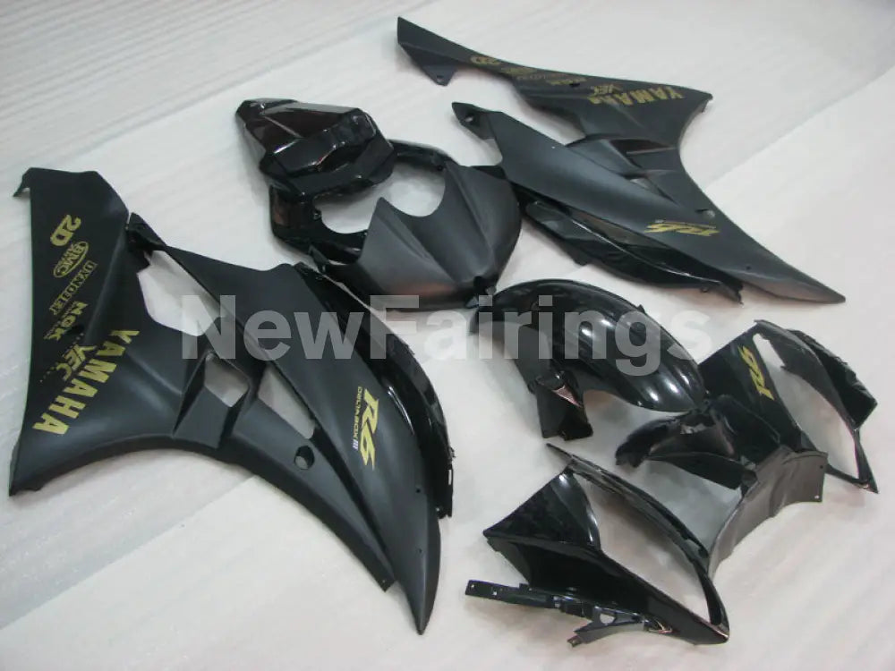 Black and Matte Black with Gold Stickers Factory Style - YZF-R6 06-07 Fairing Kit Vehicles & Parts > Vehicle Parts &