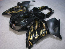 Load image into Gallery viewer, Black and Matte Black with Golden Flame - NINJA ZX-14R 06-11 Fairing Kit