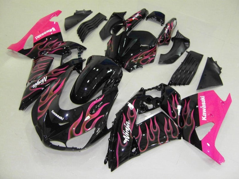 Black and Pink Flame - NINJA ZX-14R 06-11 Fairing Kit