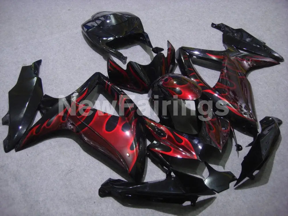 Black Red Flame - GSX-R600 08-10 Fairing Kit