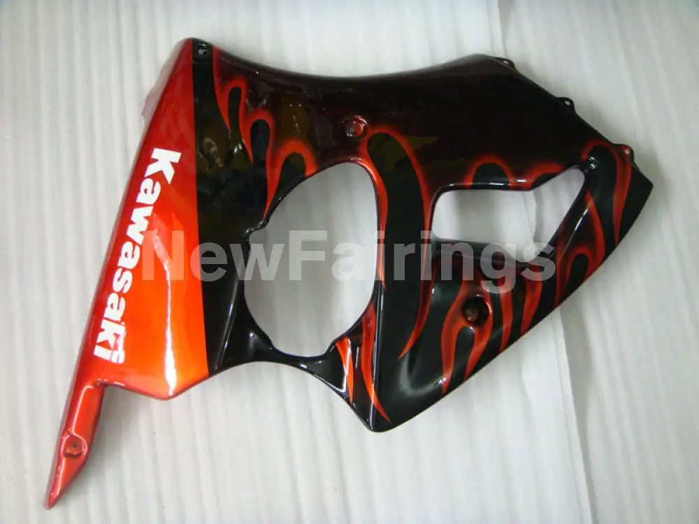 Black Red Flame NINJA ZX 6R 00 02 Fairing Kit Vehicles &