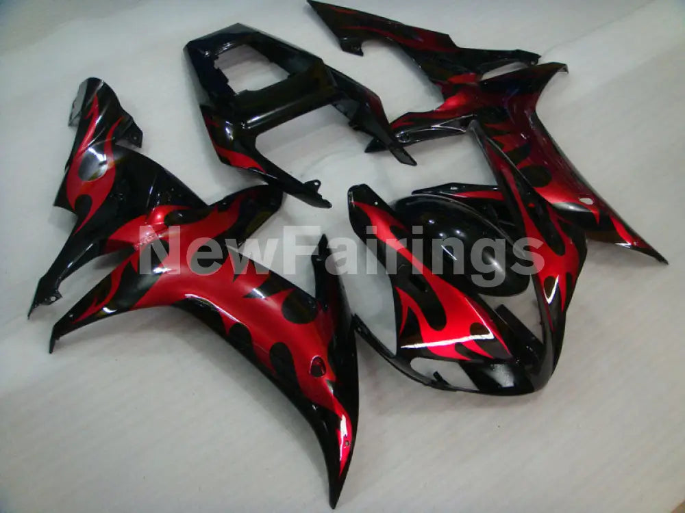 Black Red Flame - YZF-R1 02-03 Fairing Kit
