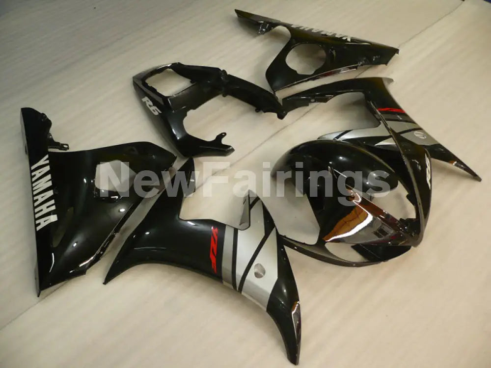 Black and Silver Factory Style - YZF-R6 03-04 Fairing Kit Vehicles & Parts > Vehicle Parts & Accessories > Motor
