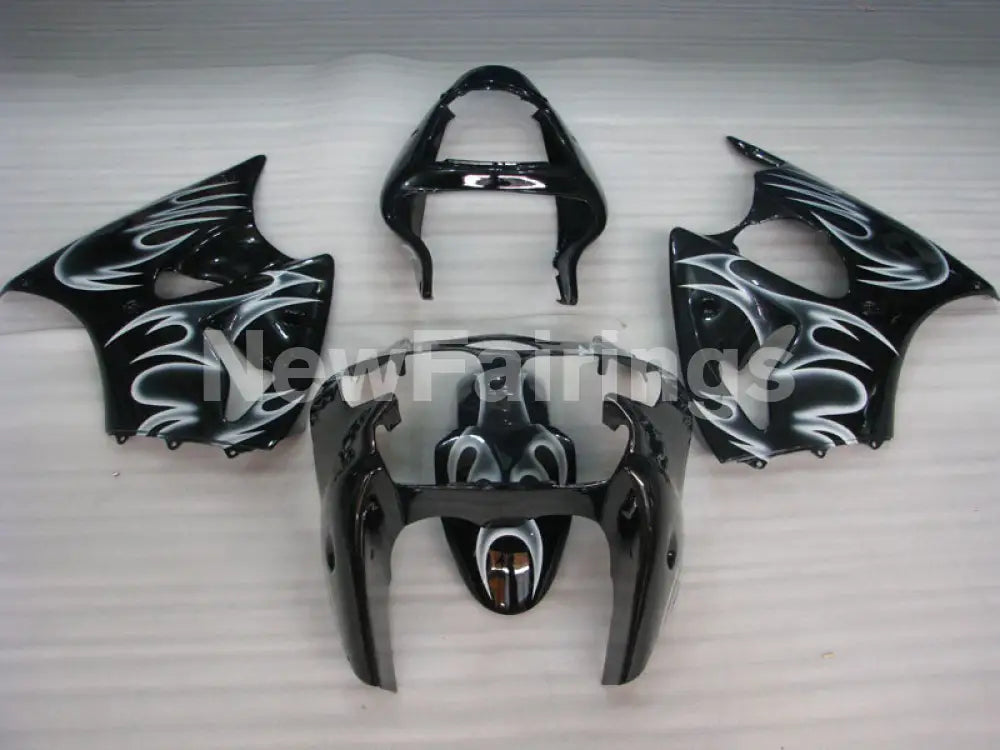 Black and White Flame NINJA ZX 6R 00 02 Fairing Kit