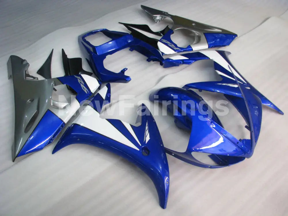 Blue and White Grey Factory Style - YZF-R6 03-04 Fairing Kit