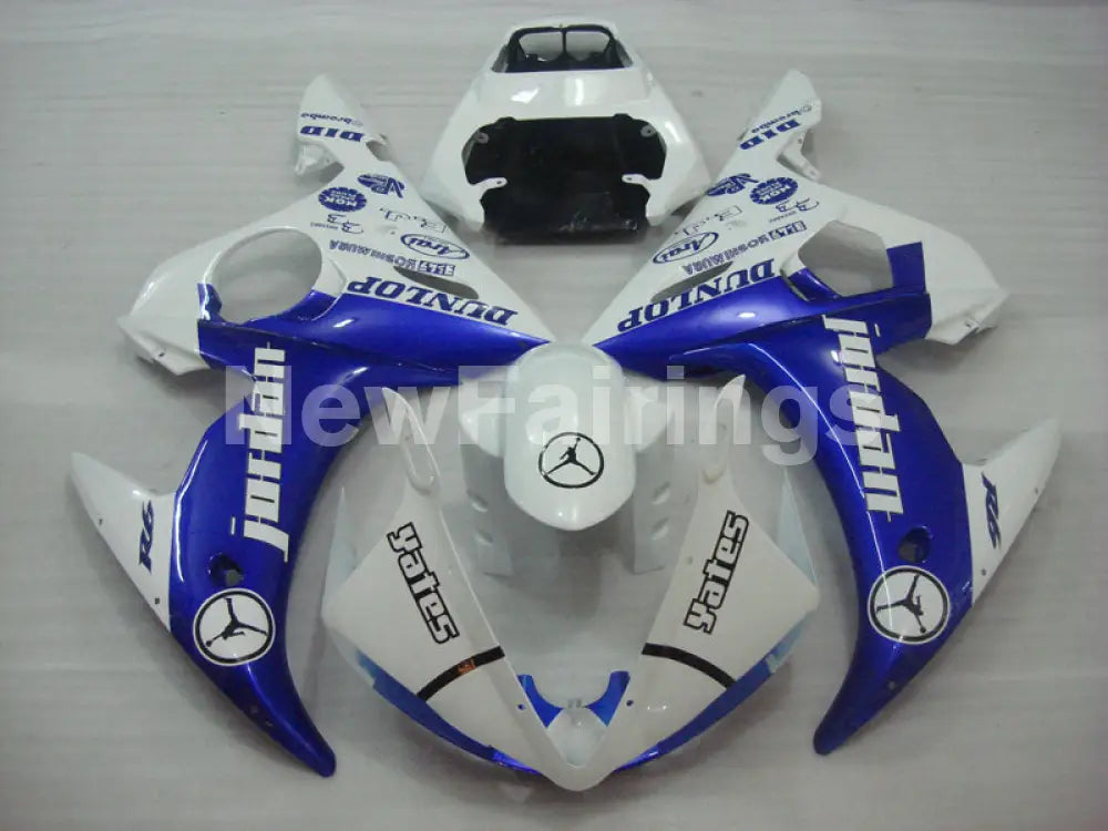 Blue and White Jordan - YZF-R6 03-04 Fairing Kit Vehicles & Parts > Vehicle Parts & Accessories > Motor Vehicle Parts >