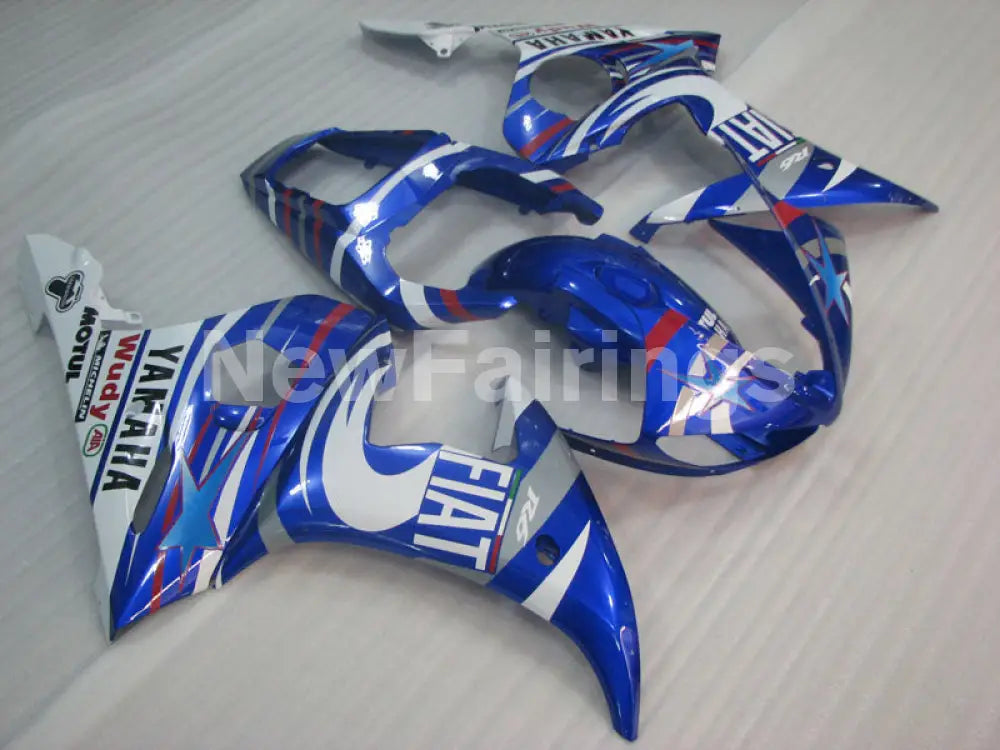 Blue and White FIAT - YZF-R6 03-04 Fairing Kit Vehicles & Parts > Vehicle Parts & Accessories > Motor Vehicle Parts >