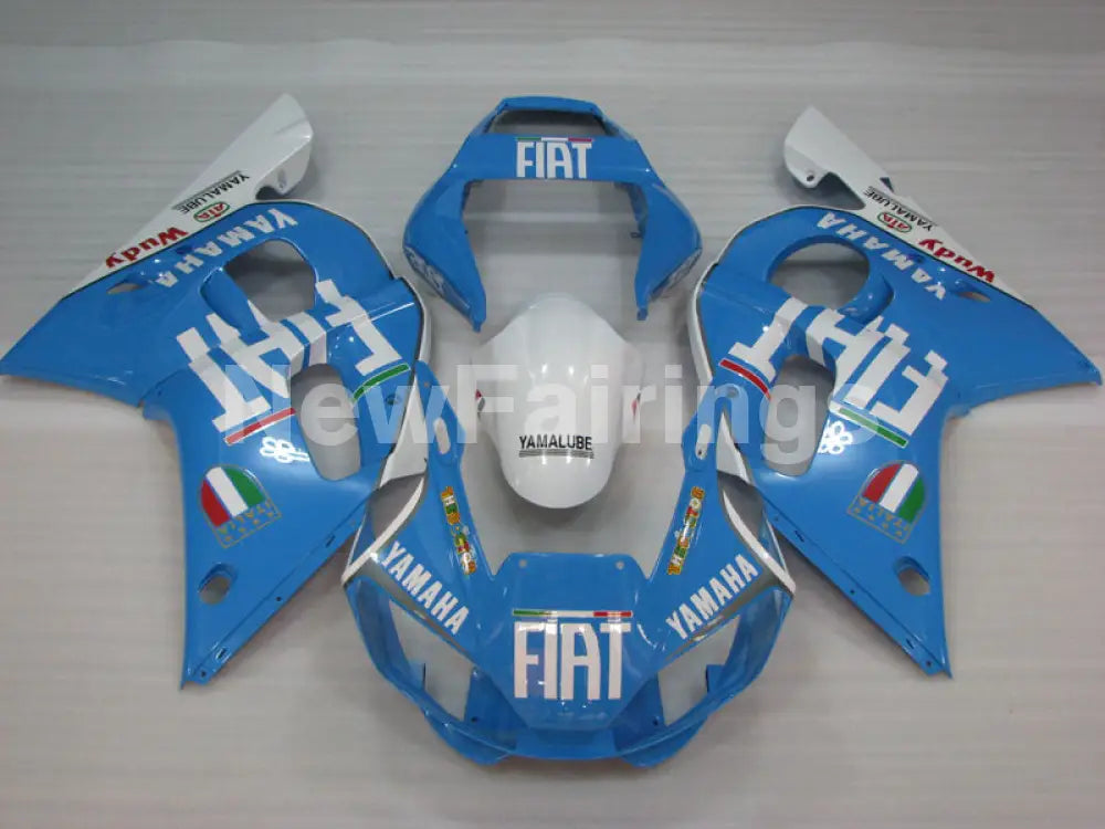 Blue and White FIAT - YZF-R6 98-02 Fairing Kit Vehicles & Parts > Vehicle Parts & Accessories > Motor Vehicle Parts >