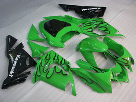 Green and Black Flame - NINJA ZX-10R 04-05 Fairing Kit