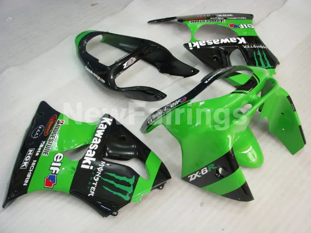 Green and Black Monster - NINJA ZX-6R 98-99 Fairing Kit Vehicles & Parts > Vehicle Parts & Accessories > Motor Vehicle