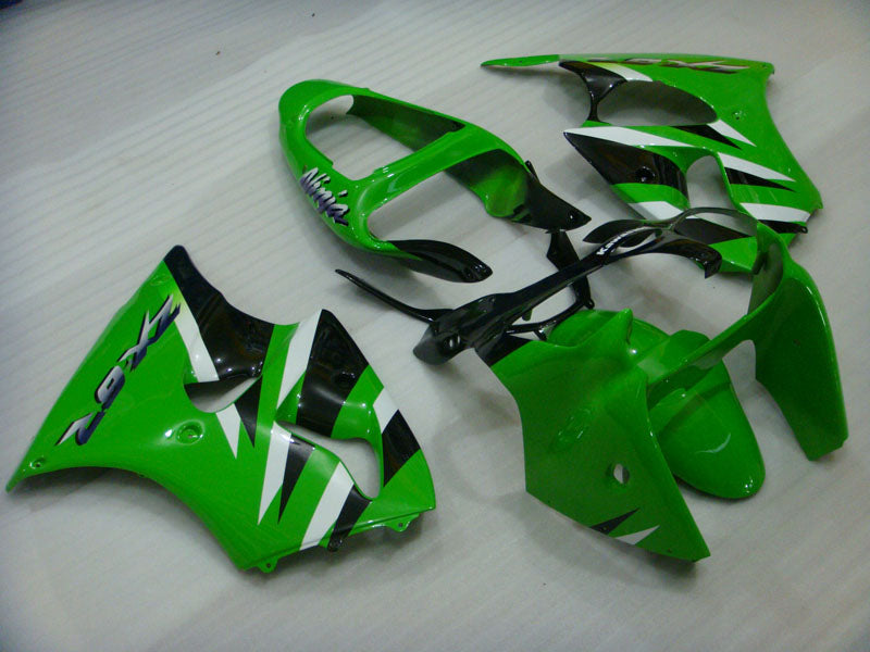 Green and Black Factory Style - NINJA ZX-6R 00-02 Fairing Kit