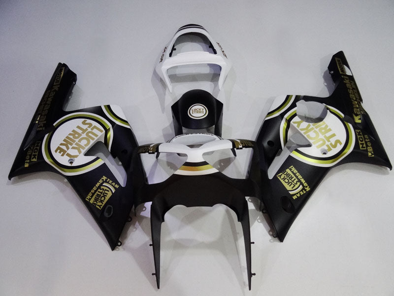 Black and White Lucky Strike - NINJA ZX-6R 03-04 Fairing Kit