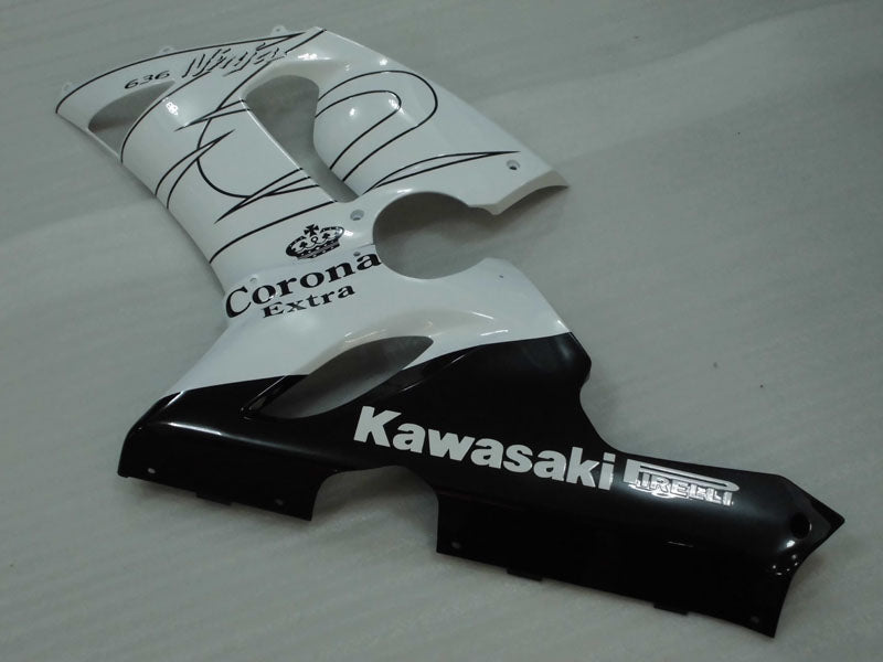 White and Black Corona - NINJA ZX-6R 05-06 Fairing Kit