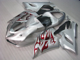 Kit de carénage flamme argent et rouge - NINJA ZX-6R 05-06