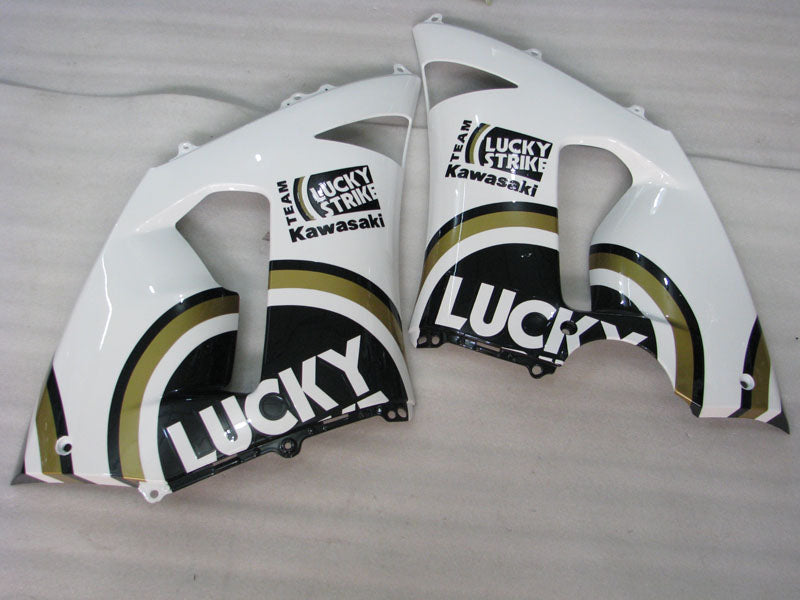 Black and White Lucky Strike - NINJA ZX-6R 05-06 Fairing Kit