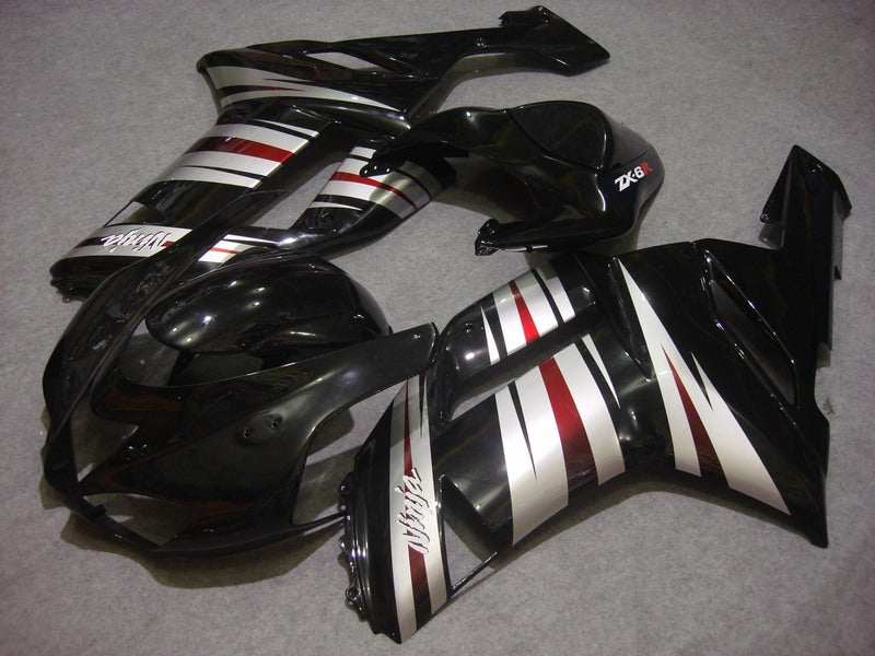 Black and Silver Factory Style - NINJA ZX-6R 07-08 Fairing Kit