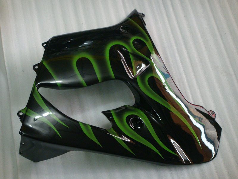 Black with Green Flame - NINJA ZX-9R 00-01 Fairing Kit