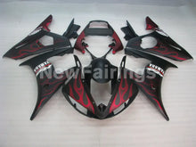 Load image into Gallery viewer, Matte Black and Red Flame - YZF-R6 05 Fairing Kit