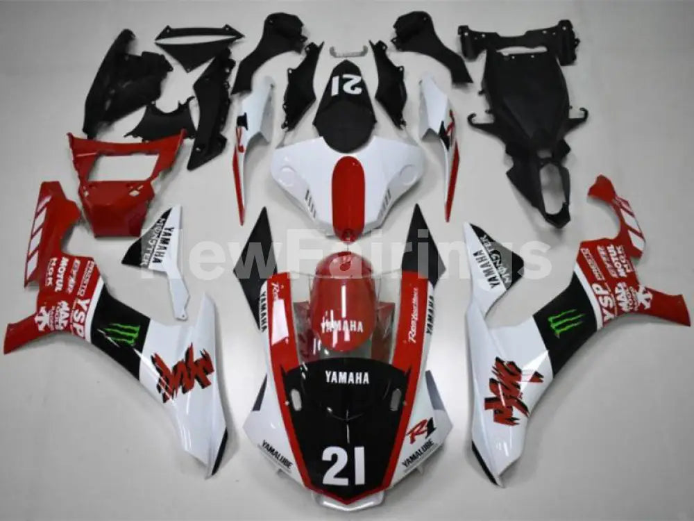 Number 21 Red and White Black Monster - YZF-R1 15-19 Fairing Kit Vehicles & Parts > Vehicle Parts & Accessories > Motor