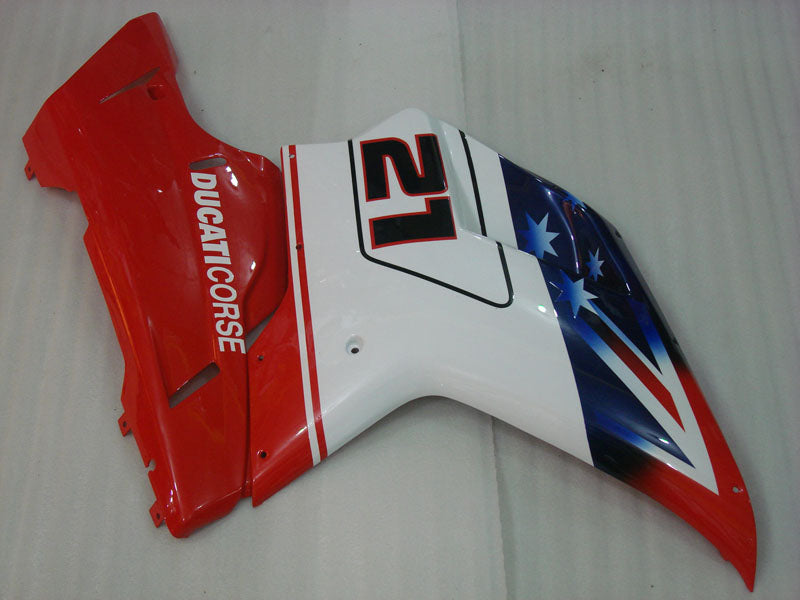 Number 21 Red and White Black Star - Ducati 848/1098/1198 07-11 Fairing Kit