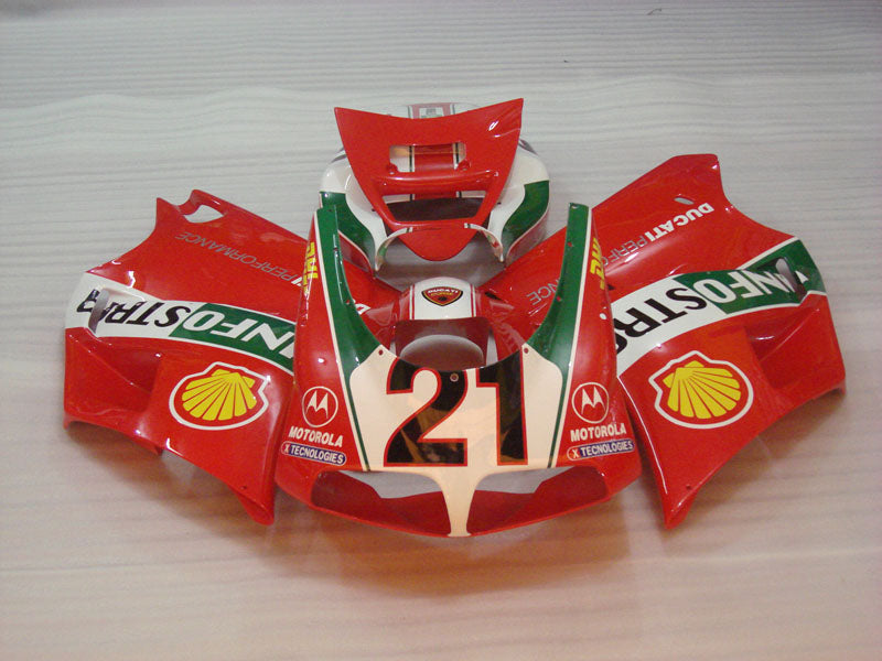 Number 21 Red and White Shell - Ducati 748/916/996/998 96-02 Fairing Kit (Single Passenger Seat)