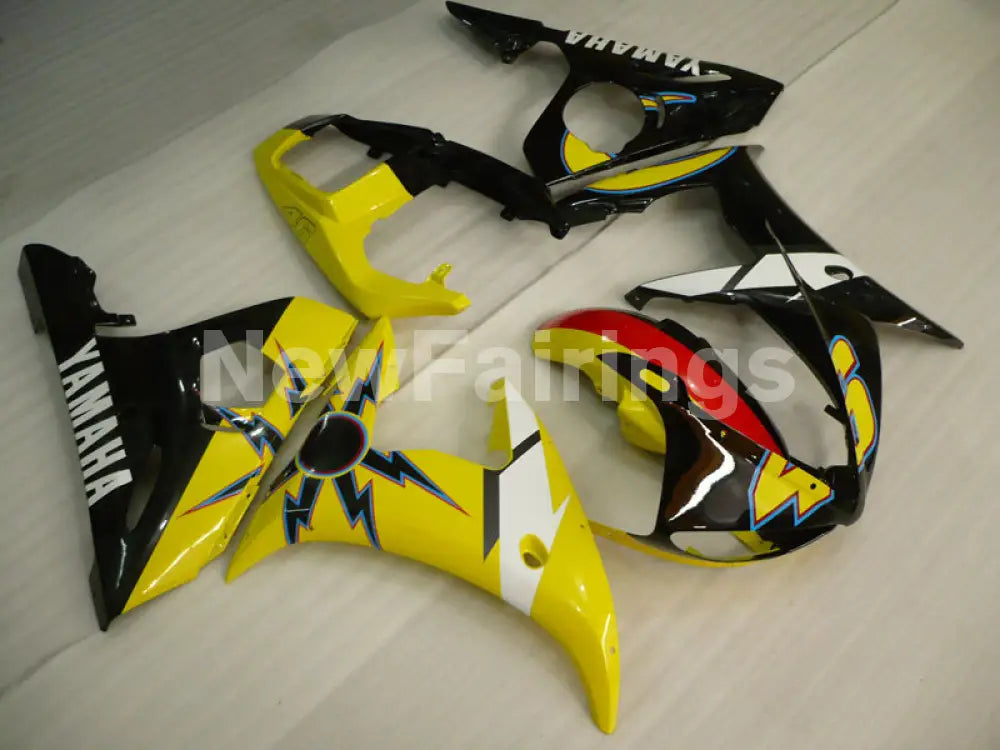 Number 46 Yellow and Black Sun Moon - YZF-R6 03-04 Fairing Kit