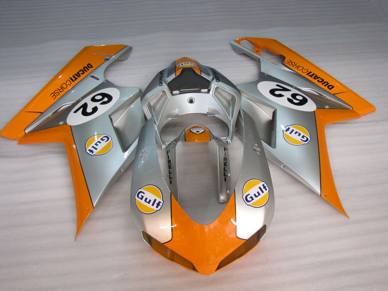 Number 62 Orange and Silver Gulf - Ducati 848/1098/1198 07-11 Fairing Kit