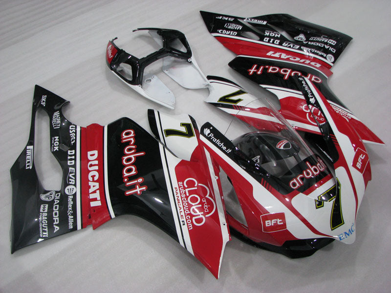 Number 7 Red and White Black PIRELLI - Ducati 1199 Panigale 12-14 Fairing Kit