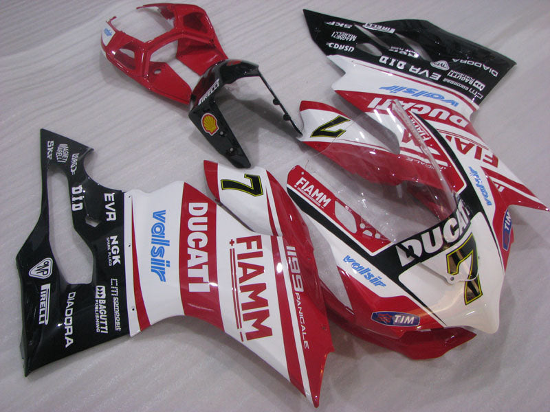 Number 7 Red and White Black TIM - Ducati 1199 Panigale 12-14 Fairing Kit