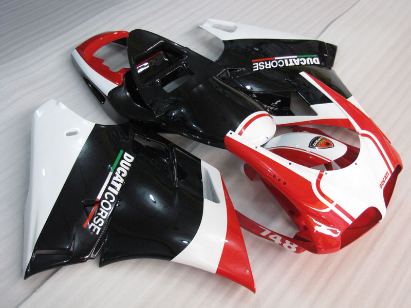 Red and White Black Factory Style - Ducati 748 96-02 Fairing Kit