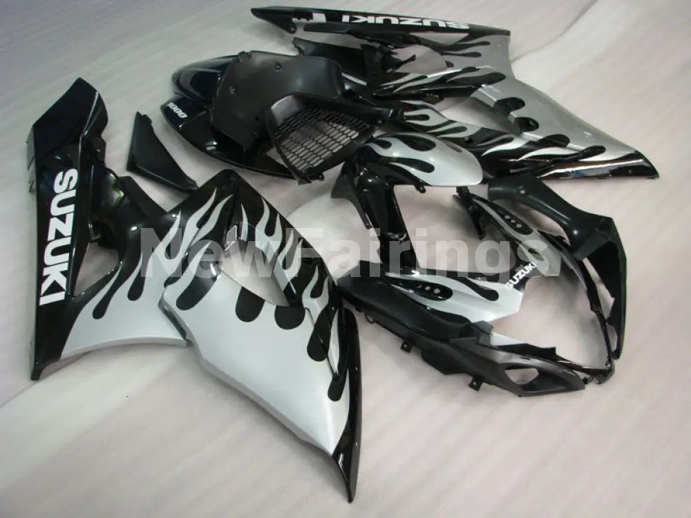 Silver and Black Flame - GSX-R1000 05-06 Fairing Kit