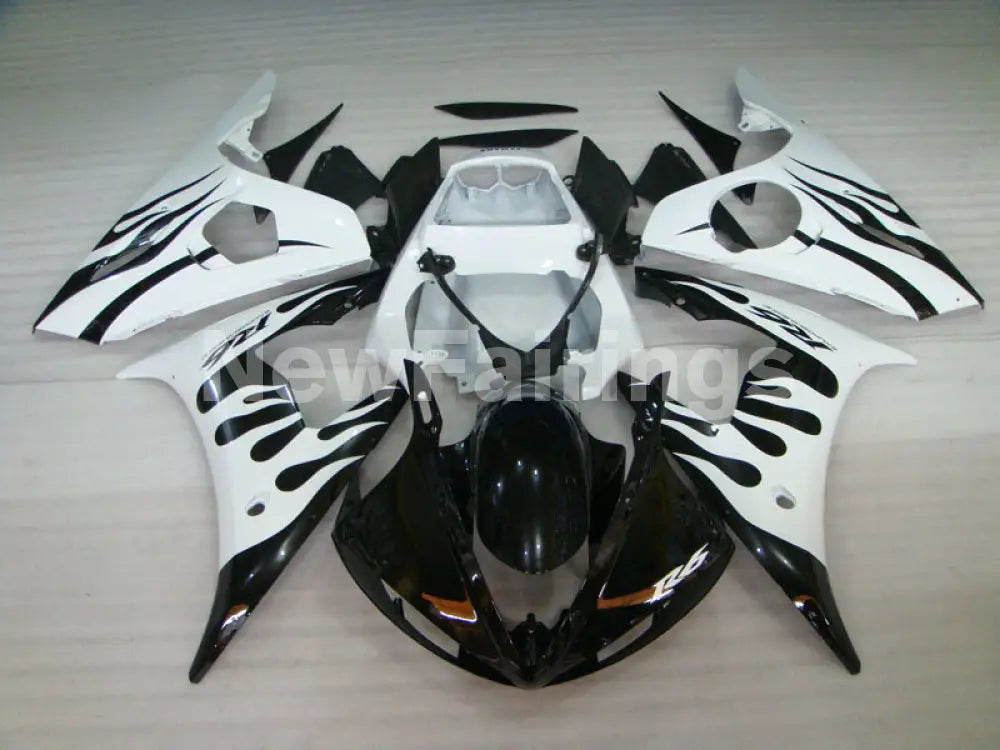 White and Black Flame - YZF-R6 03-04 Fairing Kit Vehicles & Parts > Vehicle Parts & Accessories > Motor Vehicle Parts >