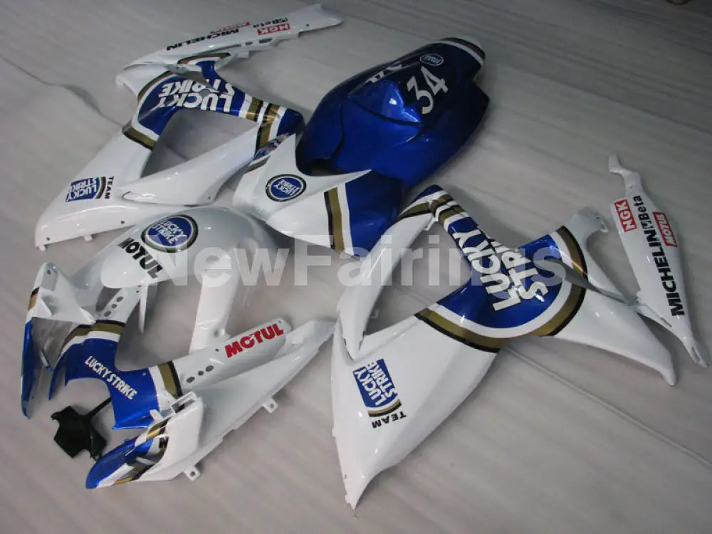 White and Blue Lucky Strike - GSX-R600 06-07 Fairing Kit