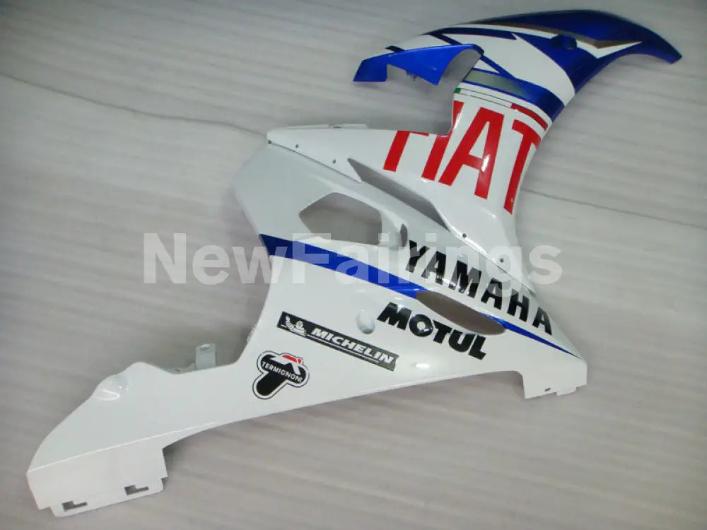 White and Blue FIAT - YZF-R6 03-04 Fairing Kit Vehicles & Parts > Vehicle Parts & Accessories > Motor Vehicle Parts >