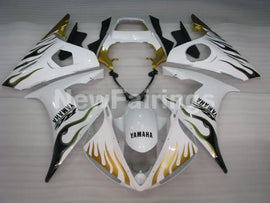 White and Gold Flame - YZF-R6 03-04 Fairing Kit Vehicles & Parts > Vehicle Parts & Accessories > Motor Vehicle Parts >
