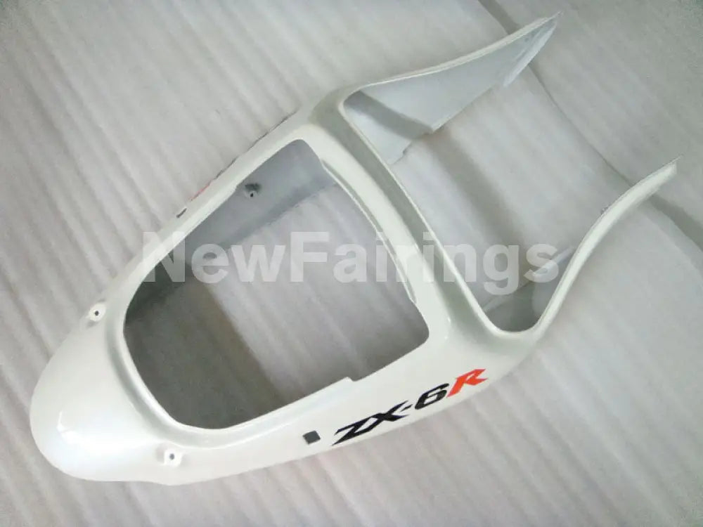White and Orange Flame NINJA ZX 6R 00 02 Fairing Kit