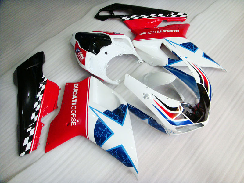 White and Red Black Star - Ducati 848/1098/1198 07-11 Fairing Kit
